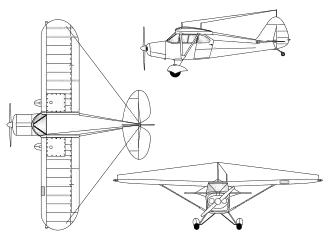 3-view line drawing of the Piper PA-20 Pacer