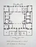Original plan. The building extends 145 ft (44m)