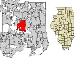 Location within DuPage County and Illinois