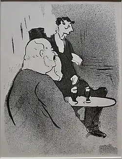 A black and white lithograph of Pierre Ducarre by Lautrec from 1893