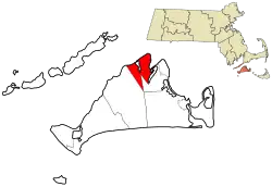 Location in Dukes County in Massachusetts