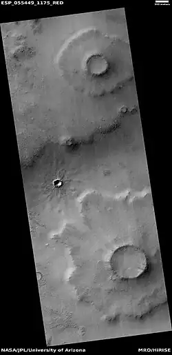 Pedestal craters, as seen by HiRISE under HiWish program