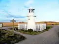 East Usk Lighthouse at Newport Wetlands RSPB Nature Reserve facing east towards bird hide
