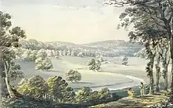 "North East View of Eggesford" dated 1797, watercolour by Rev. John Swete. Devon Record Office ref: 564M/F11/99