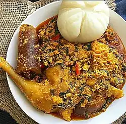 Iyan (pounded yam), with Egusi soup