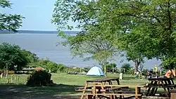 Camping tents next to the Uruguay River