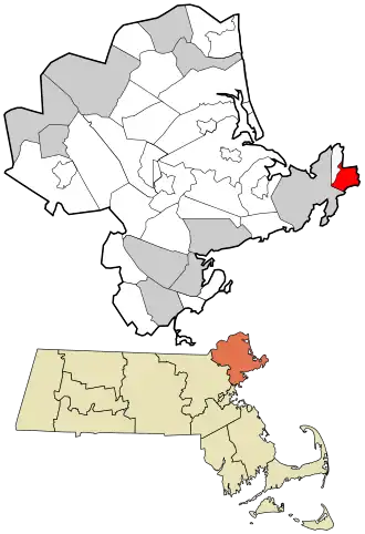 Location in Essex County and the state of Massachusetts.