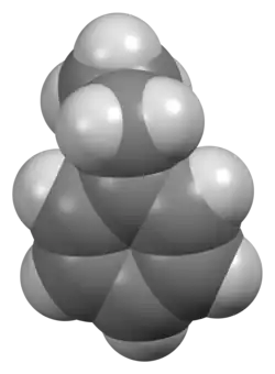 Space-filling model of the ethylbenzene molecule