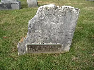 Esaias Jesse Culp's headstone shows battle damage.