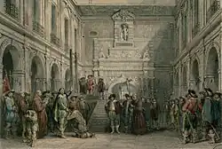The execution of the Duke of Montmorency in the Henry IV Courtyard in 1632 (19th century illustration).
