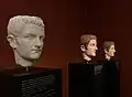 Experimental color reconstructions of the marble portrait of Roman emperor Caligula in the Ny Carlsberg Glyptotek, Liebieghaus Frankfurt