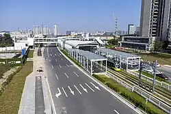 Platform exterior featuring Line 4 reserved transfer node (middle right)