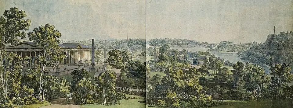 The Great palace and Haga Park how Desprez and Gustav III envisioned it (in the right middle is Gustav's III Pavilion)