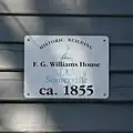 The identifying sign on the face of the F. G. Williams House