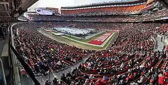 View of the crowd and setup inside the stadium