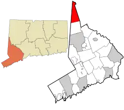 Sherman's location within Fairfield County and Connecticut