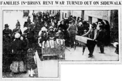 Three Bronx families being evicted on January 20, 1919[104][105]