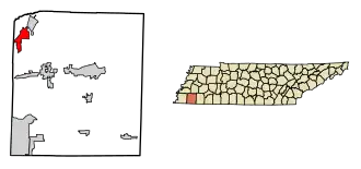 Location of Gallaway in Fayette County, Tennessee.
