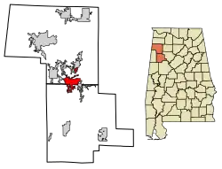 Location in Fayette and Marion counties, Alabama