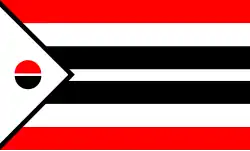 Flag of the Arapaho , (gules and sable, 2/13ths field)