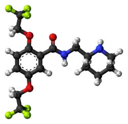 Ball-and-stick model of the flecainide molecule