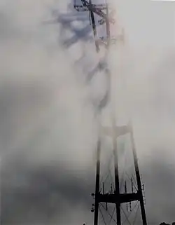 Sutro Tower casts a 3D fog shadow.