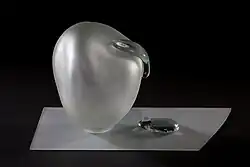 Sculpture of an apple made of sandblasted glass