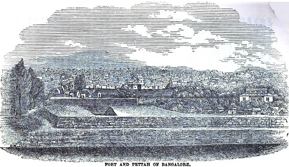 Fort and Pettah of Bangalore (p. 139, 1849)[19]