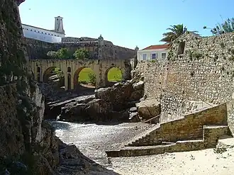 Old harbour walls at Peniche
