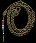 Fourragere with colors of the croix de guerre 1914 1918 with olive color of the croix de guerre 1939 1945