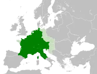 Frankish Empire and its tributaries in 814
