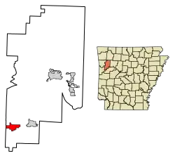 Location of Charleston in Franklin County, Arkansas.
