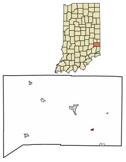 Location of Cedar Grove in Franklin County, Indiana.