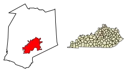 Location of Frankfort in Franklin County, Kentucky