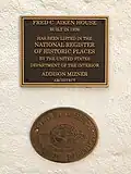 Fred C. Aiken house NRHS plaque