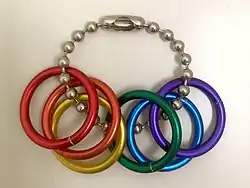 Six Freedom Rings on a keychain
