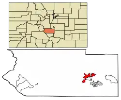 Location of the City of Cañon City in Fremont County, Colorado.