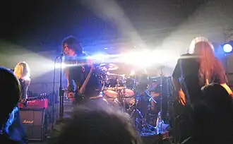 Frosthardr live in 2005. Left to right: Dr. E, Jokull, Savn, and Ozol