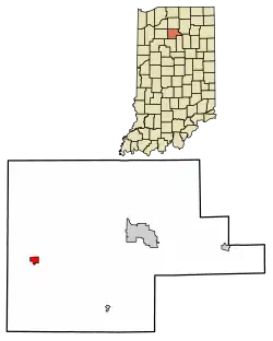 Location of Kewanna in Fulton County, Indiana.