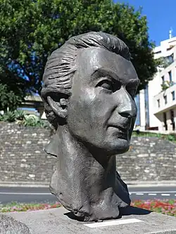 The bronze bust of Francisco Sá Carneiro, former prime minister of Portugal