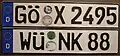 Two plates with umlauts, from Göttingen and Würzburg