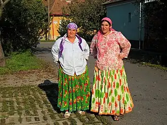 Gábor Romani women in Transylvania, Romania, in traditional dress