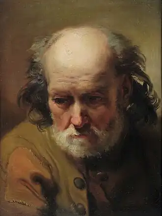 Bust of bearded old man with bowed head, 1777