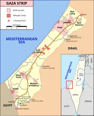 Map of Gaza Strip and Israel
