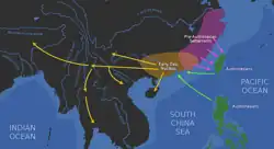 Proposed genesis of Daic languages and their relation with Austronesian languages (Blench, 2018)[14]