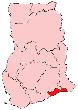 Location of Greater Accra Region in Ghana