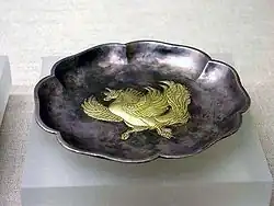 Gilt hexagonal silver plate with a Fei Lian beast pattern