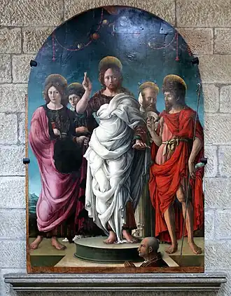 Resurrected Christ and Four Saints, by Girolamo da Cremona or Liberale da Verona