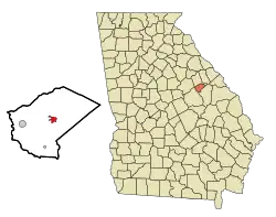 Location in Glascock County and the state of Georgia