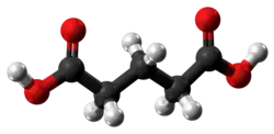 Ball-and-stick model of the glutaric acid molecule